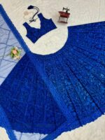 Blue Color Faux Georgette Fabric Sequence Work Lehenga