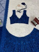 Blue Color Faux Georgette Fabric Sequence Work Lehenga