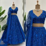 Blue Color Faux Georgette Fabric Sequence Work Lehenga