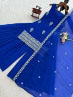 Blue Color Faux Georgette Fabric Sequence Work Palazzo Set