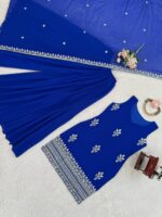 Blue Color Faux Georgette Fabric Sequence Work Palazzo Set