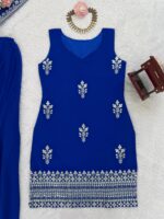 Blue Color Faux Georgette Fabric Sequence Work Palazzo Set