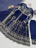 Blue Color Faux Georgette Fabric Sequence Work Suit