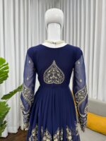 Blue Color Faux Georgette Fabric Sequence Work Suit