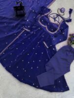 Blue Color Fendi Silk Fabric Sequence Work Anarkali Suit
