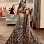 Brown Color Net Fabric Sequence Work Lehenga