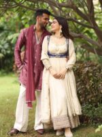 Cream Color Chinon Silk Fabric Sequence Work Koti Style Suit