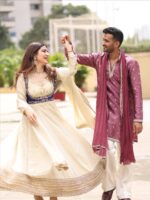 Cream Color Chinon Silk Fabric Sequence Work Koti Style Suit