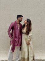 Cream Color Chinon Silk Fabric Sequence Work Koti Style Suit