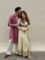 Cream Color Chinon Silk Fabric Sequence Work Koti Style Suit