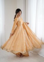 Cream Color Fendi Silk Fabric Sequence Work Gown