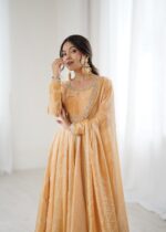 Cream Color Fendi Silk Fabric Sequence Work Gown