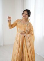 Cream Color Fendi Silk Fabric Sequence Work Gown