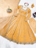 Cream Color Fendi Silk Fabric Sequence Work Gown