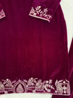 Dark Pink Color Viscose Velvet Fabric Sequence Work Sharara Set