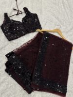 Dark Purple Color Net Fabric With Hologram Sequence Work Saree