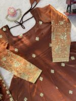 Dual Shade Color Chinon Silk Fabric Sequence Work Anarkali Suit