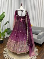 Dual Shade Color Chinon Silk Fabric Sequence Work Anarkali Suit
