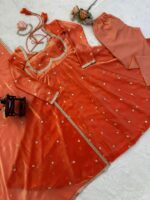Fanta Color Fendi Silk Fabric Sequence Work Anarkali Suit