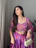 Floral Design Multi Color Georgette Fabric Digital Print Lehenga