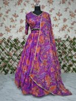 Floral Design Multi Color Georgette Fabric Digital Print Lehenga