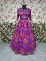 Floral Design Multi Color Georgette Fabric Digital Print Lehenga