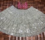Grey Color Faux Georgette Fabric Sequence Work Lehenga