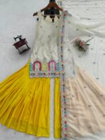 Off White Color Chinon Silk Fabric Sequence Work Sharara Set