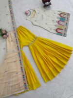 Off White Color Chinon Silk Fabric Sequence Work Sharara Set