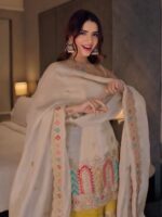 Off White Color Chinon Silk Fabric Sequence Work Sharara Set