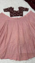 Peach Color Banarasi Silk Fabric Jari Work Lehenga