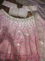 Pink Color Banarasi Satin Jari Silk Fabric Sequence Work Kiara Advani Bridal Lehenga