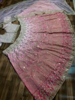 Pink Color Banarasi Satin Jari Silk Fabric Sequence Work Kiara Advani Bridal Lehenga