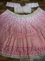 Pink Color Banarasi Satin Jari Silk Fabric Sequence Work Kiara Advani Bridal Lehenga