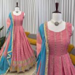 Pink Color Chinon Silk Fabric Sequence Work Anarkali Suit