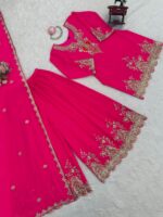 Pink Color Faux Georgette Fabric Sequence Work Sharara Set