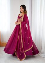 Pink Color Faux Georgette Fabric Sequence Work Suit