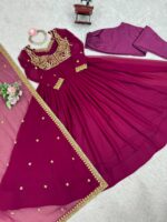 Pink Color Faux Georgette Fabric Sequence Work Suit