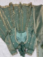 Pista Color Fendi Silk Fabric Sequence Work Gown