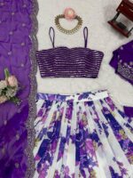 Purple Color Faux Georgette Fabric Digital Print Koti Style Lehenga