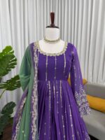 Purple Color Faux Georgette Fabric Sequence Work Top Lehenga Set
