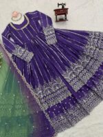 Purple Color Faux Georgette Fabric Sequence Work Top Lehenga Set
