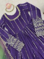 Purple Color Faux Georgette Fabric Sequence Work Top Lehenga Set