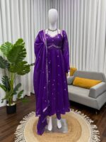 Purple Color Fendi Silk Fabric Sequence Work Anarkali Suit
