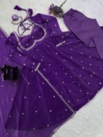 Purple Color Fendi Silk Fabric Sequence Work Anarkali Suit