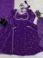 Purple Color Fendi Silk Fabric Sequence Work Anarkali Suit