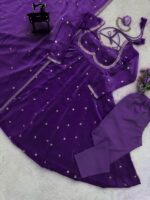 Purple Color Fendi Silk Fabric Sequence Work Anarkali Suit