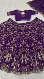 Purple Color Thai Silk Fabric Sequence Work Lehenga