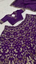 Purple Color Thai Silk Fabric Sequence Work Lehenga