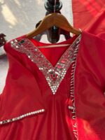 Red Color Cosmos Fabric Real Mirror Work Palazzo Set